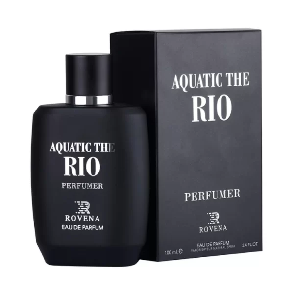 ادکلن آکوا د جیو مشکی روونا (Rovena Aquatic The Rio) - عکس جعبه و شیشه